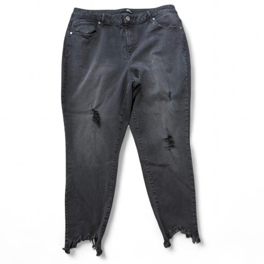 1822 Denim Washed Black High Rise Distressed Skinny Jeans, Women's Size 20W